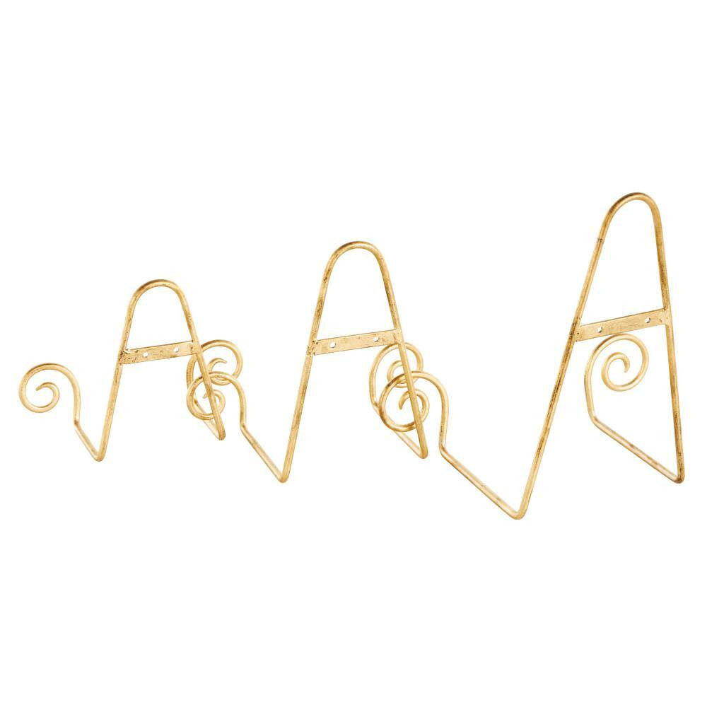 Gold Metal Tabletop and Hanging Wall Rack Display Scroll Easel (3-Pack)