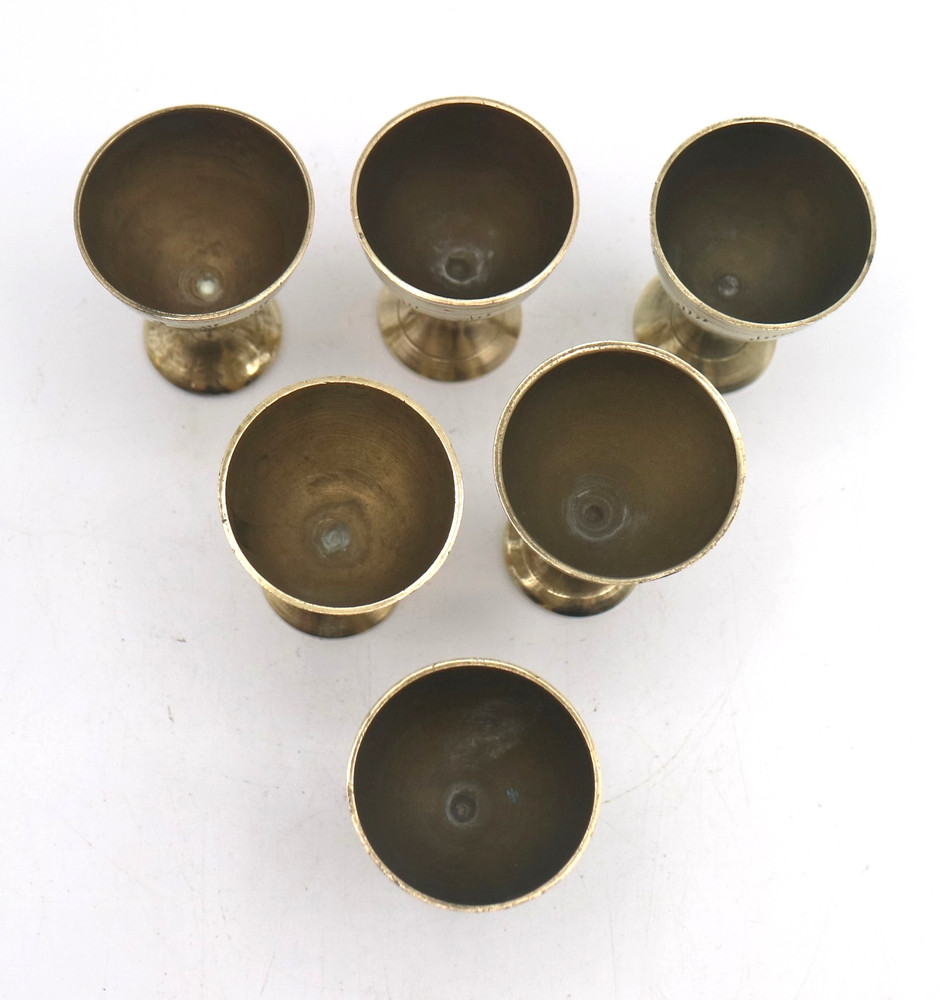 Vintage Brass Indian Middle Eastern Style Tea Set Pitcher Goblets Coffee Pot