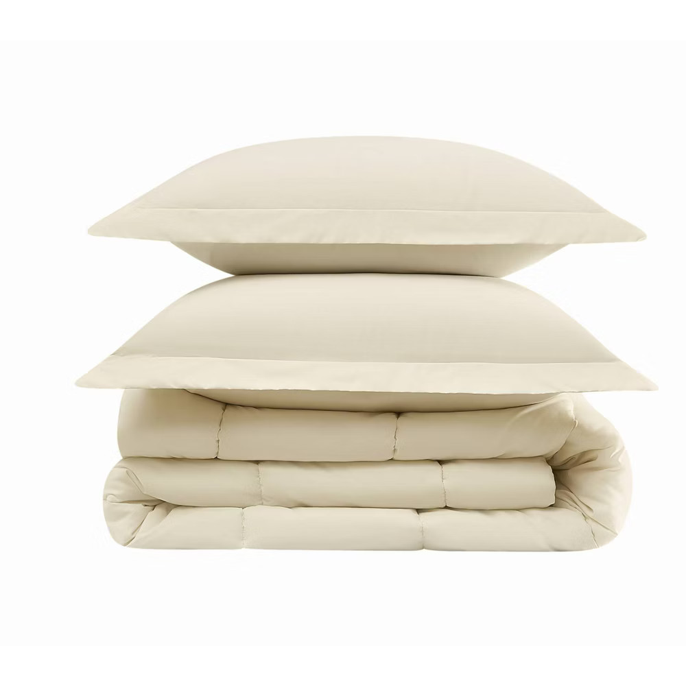 Brooklyn Loom Twin Solid Percale Comforter Set White