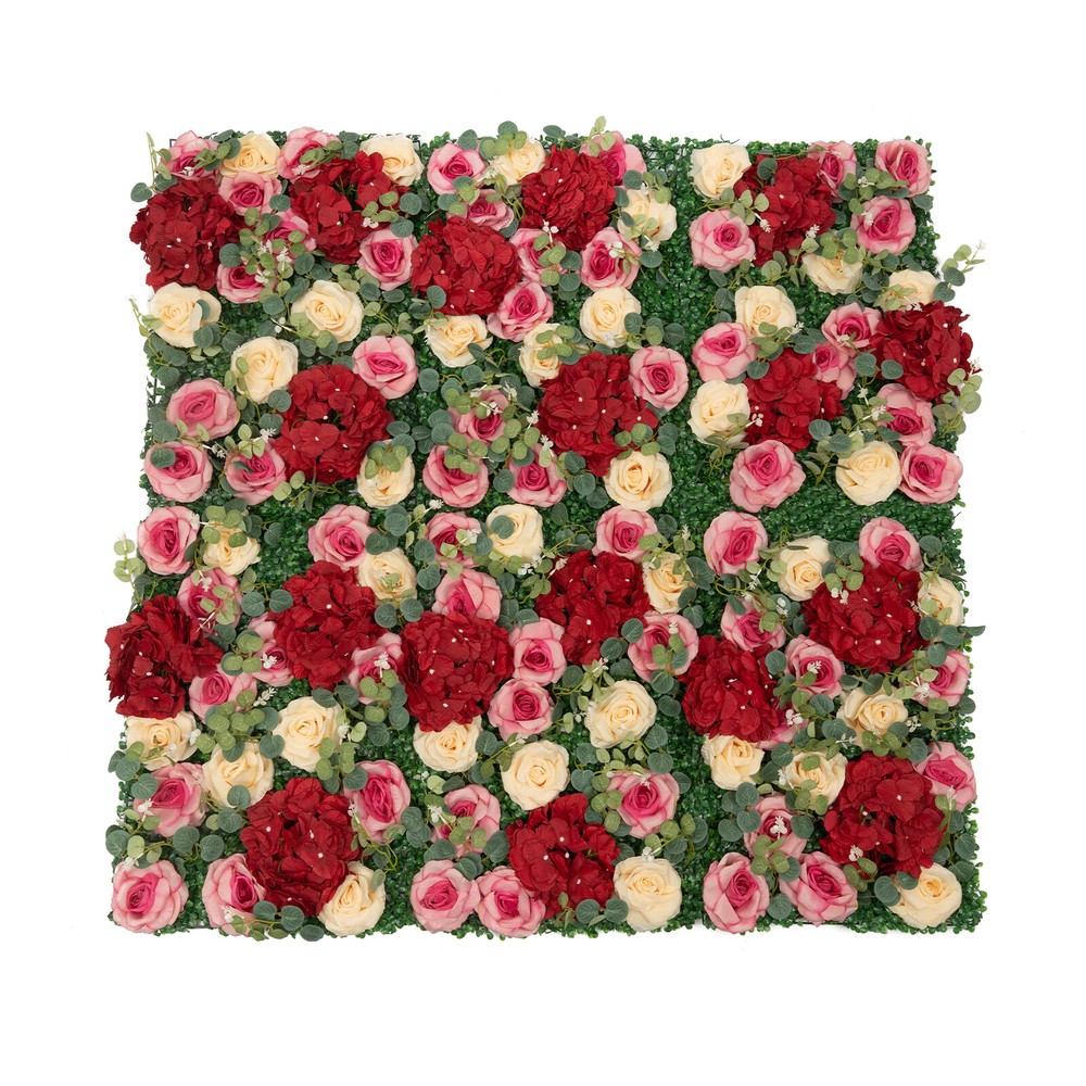 6 Pcs Wedding Artificial Flower Wall Panel Backdrop Rose Hydrangea Flower Decor