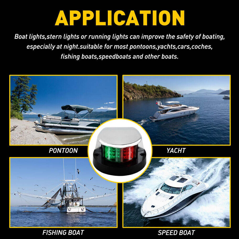 For Boat Navigation Lights Red-Green LED Marine Navigation Light Boat Bow Lights