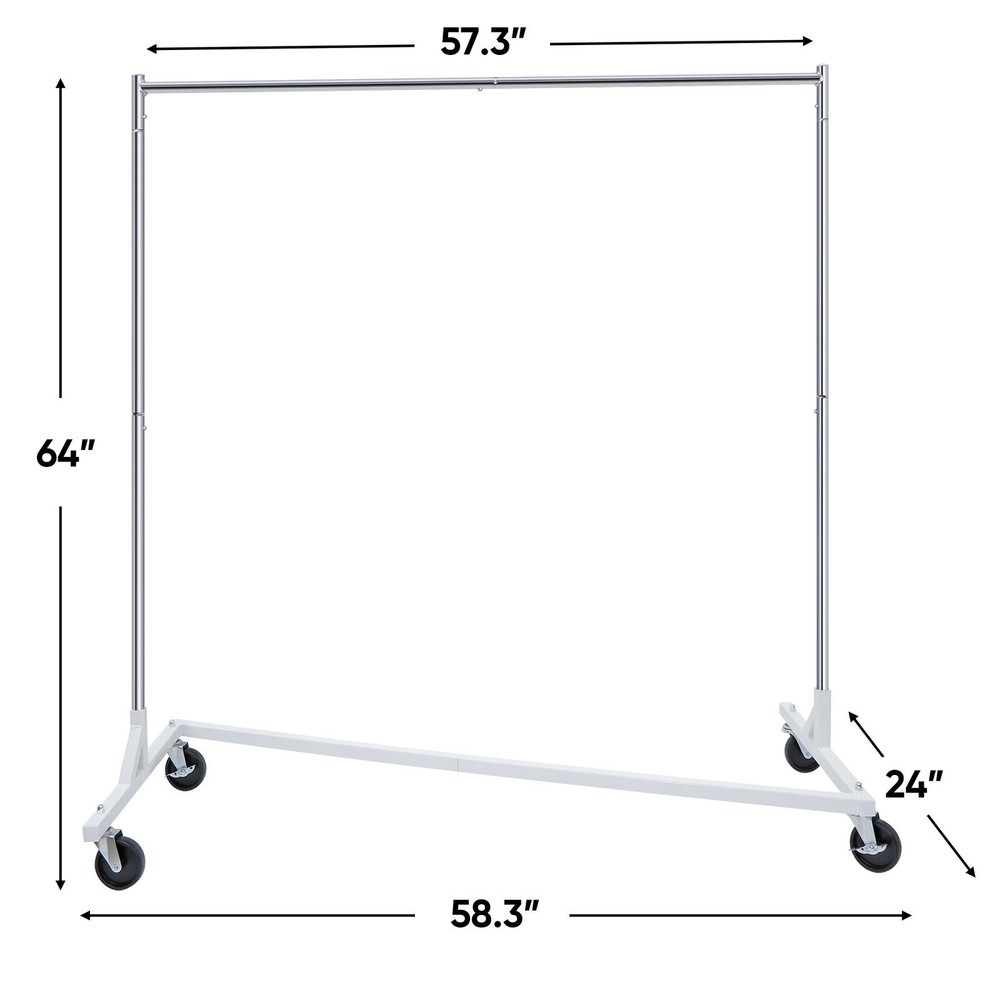 Durable Garment Rack Rolling Clothing Rack Storage Shelf with Z-Base Design