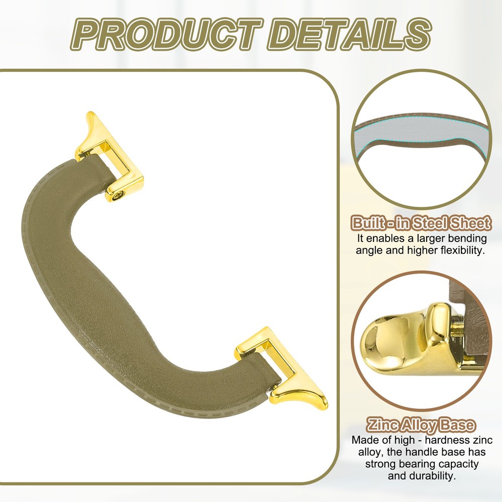 2Pcs Luggage Handle Plastic Pull Handle Grip Replacement with Screws Gray Gold