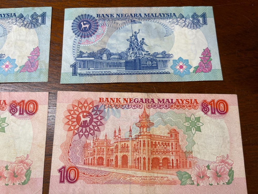 Early Malaysia 1 & 10 Ringgit 6 Banknotes Lot