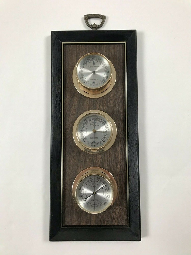 Vintage Spring Field Thermometer Barometer Humidity Wall Mount
