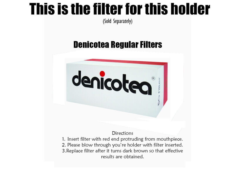 Denicotea Original -78mm Black Cigarette Holder with 10 Free Filters 20240S
