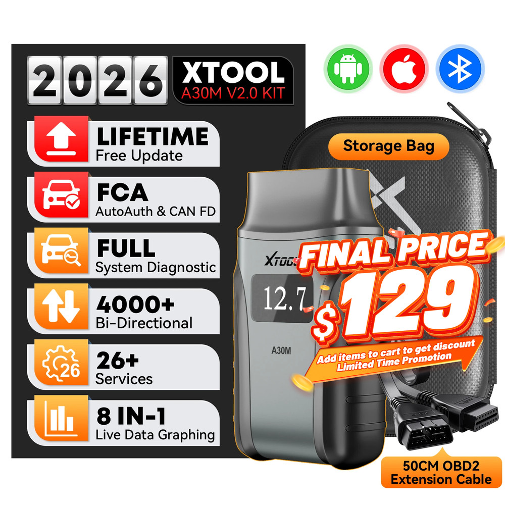 XTOOL A30M V2.0 KIT BT OBD2 Scanner Code Reader Full System Car Diagnostic Tool