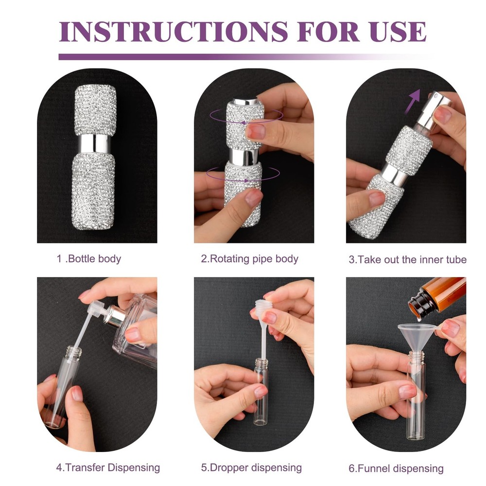 Portable Refillable Perfume Atomizer 8ml Travel Spray Bottle 2-Pack Mini Empty
