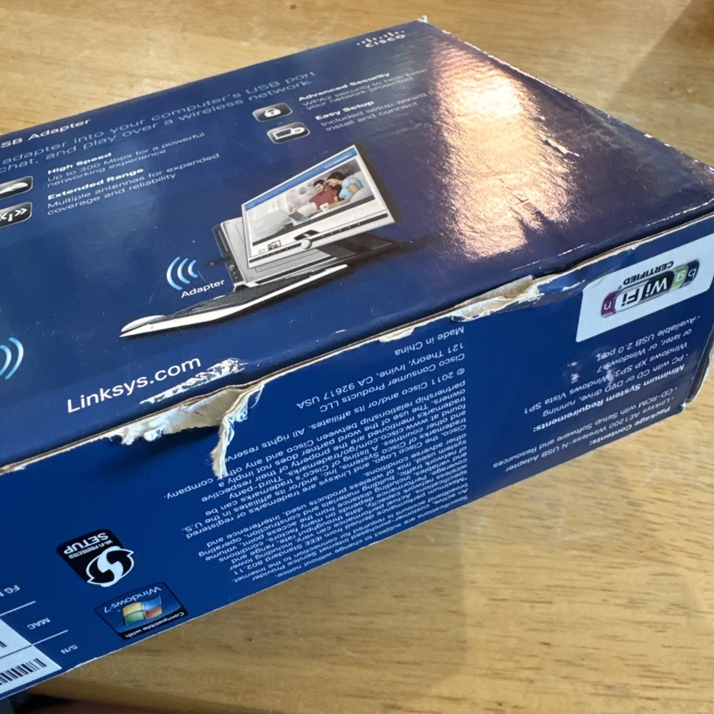 Cisco Linksys AE1200 High Performance Wireless-N USB Adapter Open Box CD within