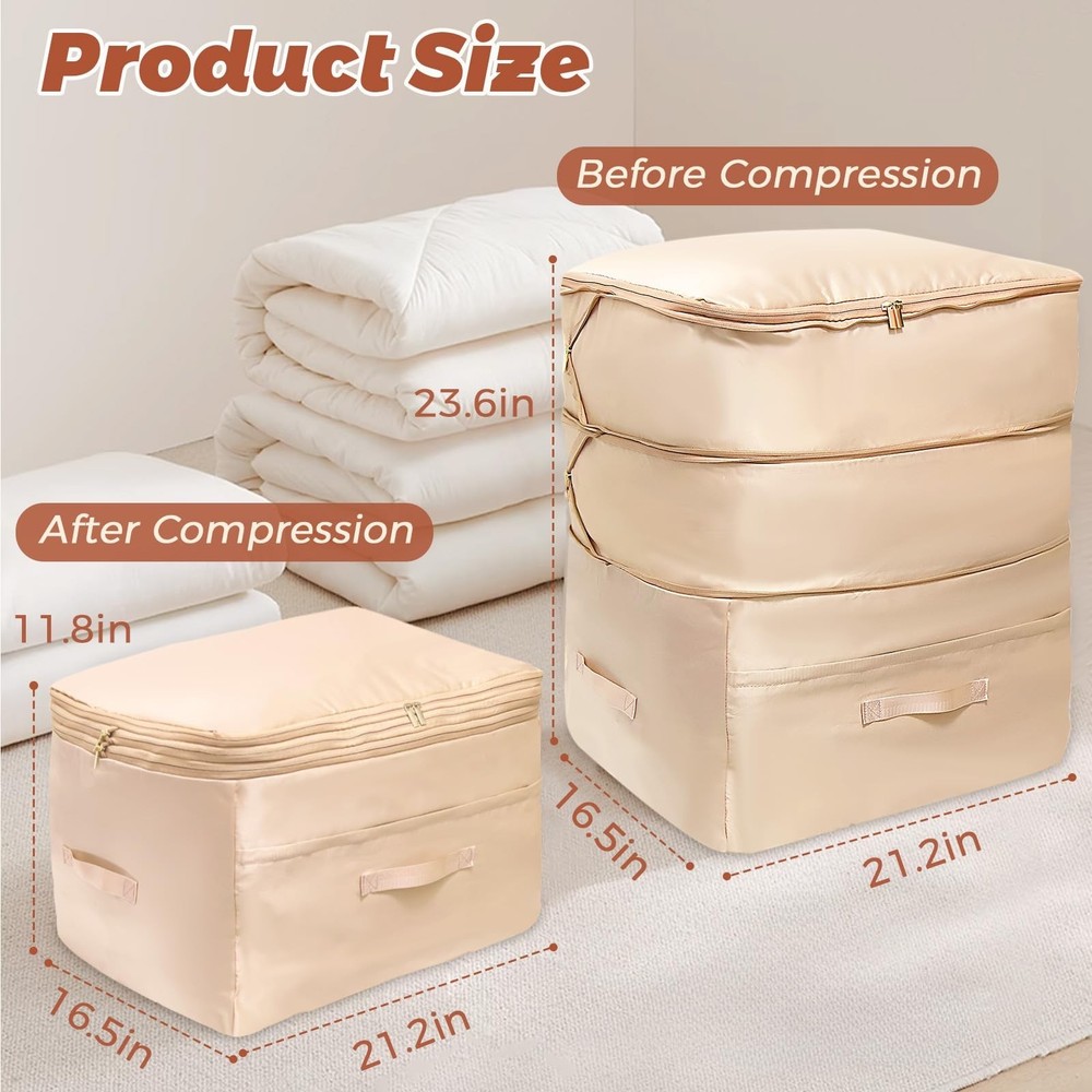 2025 Ultra Space Saving Self Compression Organizers, 2 Pack Double Zipper Com...