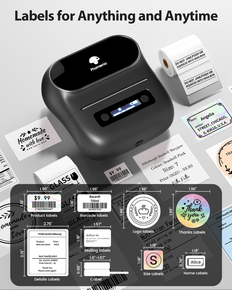 Label Maker,M220 Label Printer,3 Inch Bluetooth Thermal Label Maker Machine with
