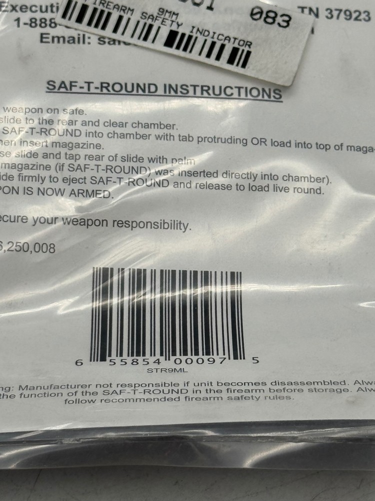 Safe Tech SAF-T-ROUND STR9ML 9mm Ejectable Empty Chamber Indicator Orange
