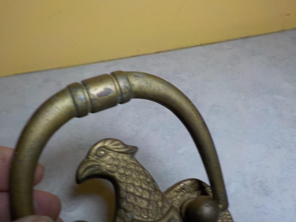 Vintage Solid Brass American Eagle Door Knocker Shield 7'' tall