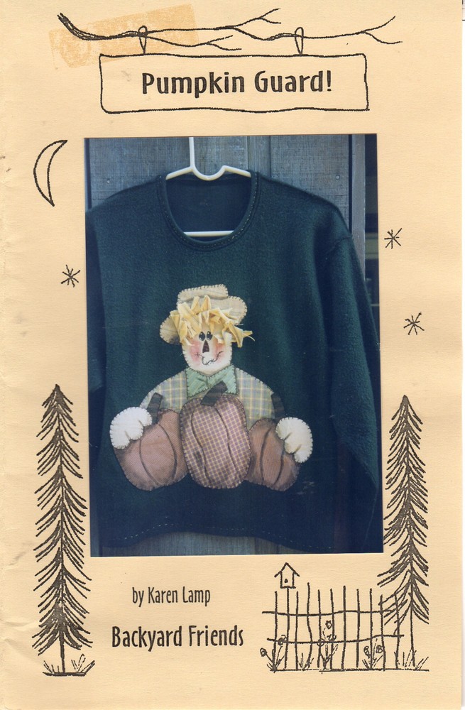 "Pumpkin Guard" ©1998 Backyard Friends Applique Sewing Pattern UNCUT
