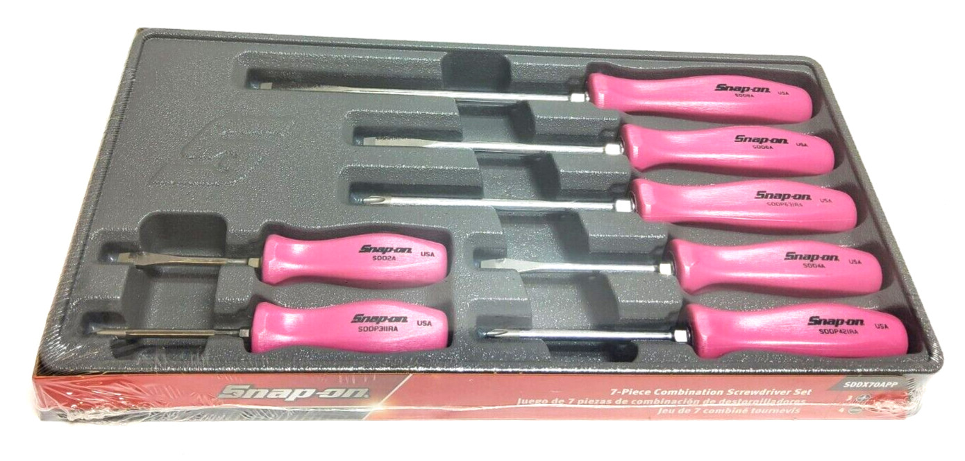 New Snap-on™ Pearl Pink Hard Handled 7-piece Screwdriver Set SDDX70APP