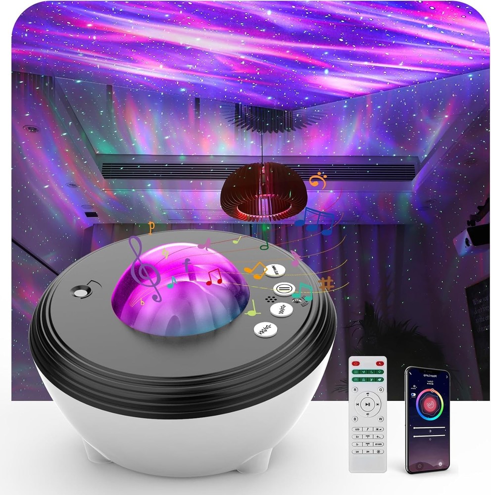 Galaxy Projector Star Projector,Northern Lights with Remote White