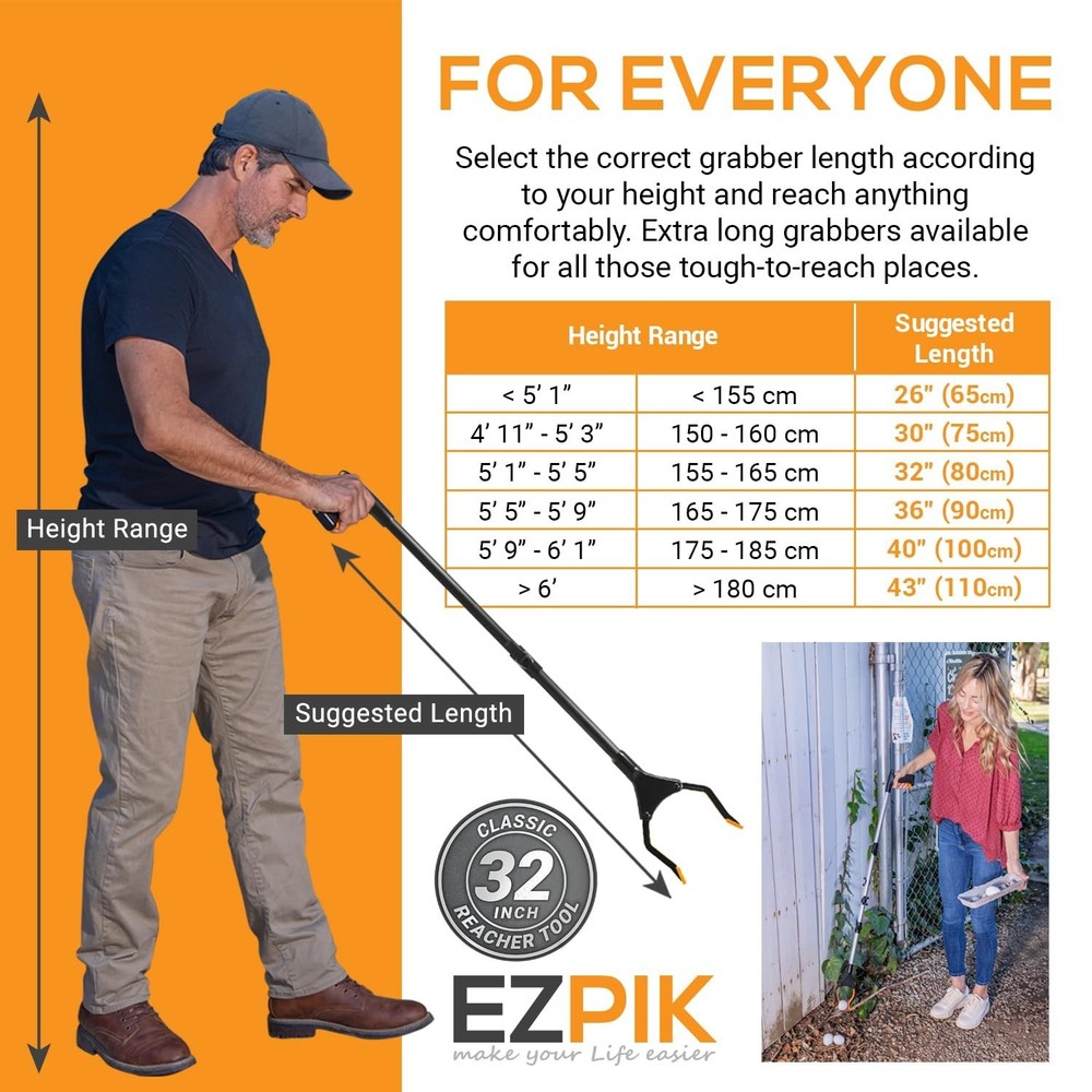 32-Inch Heavy Duty Folding Grabber Tool for Elderly Disabilities Reaching
