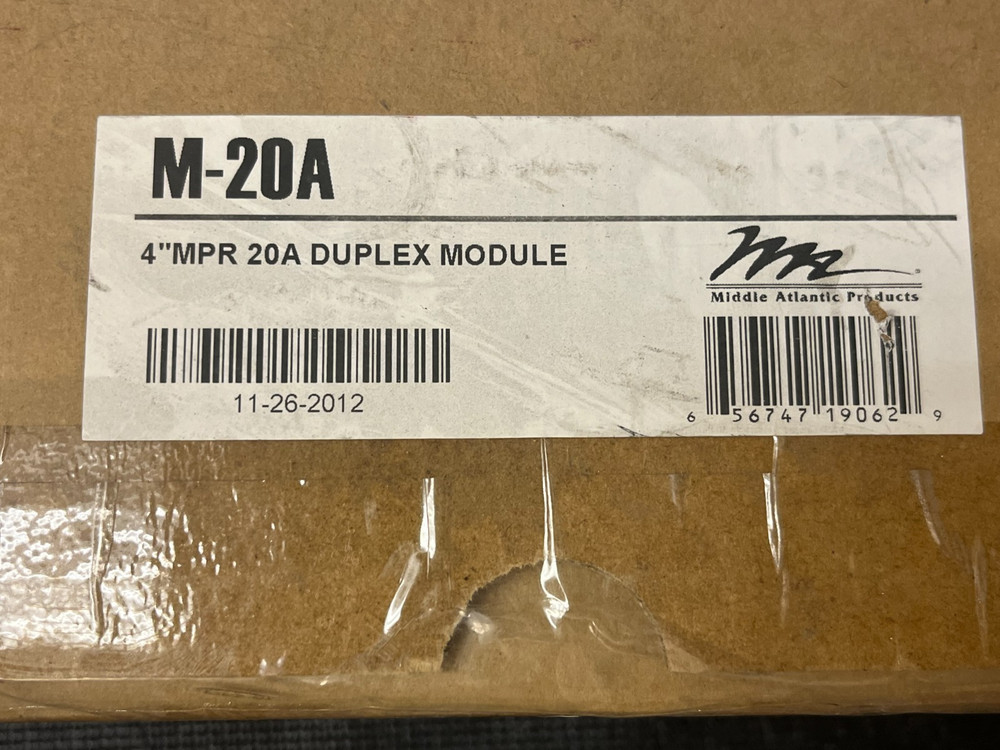Middle Atlantic M-20A 4" MPR 20A Duplex Power Module New