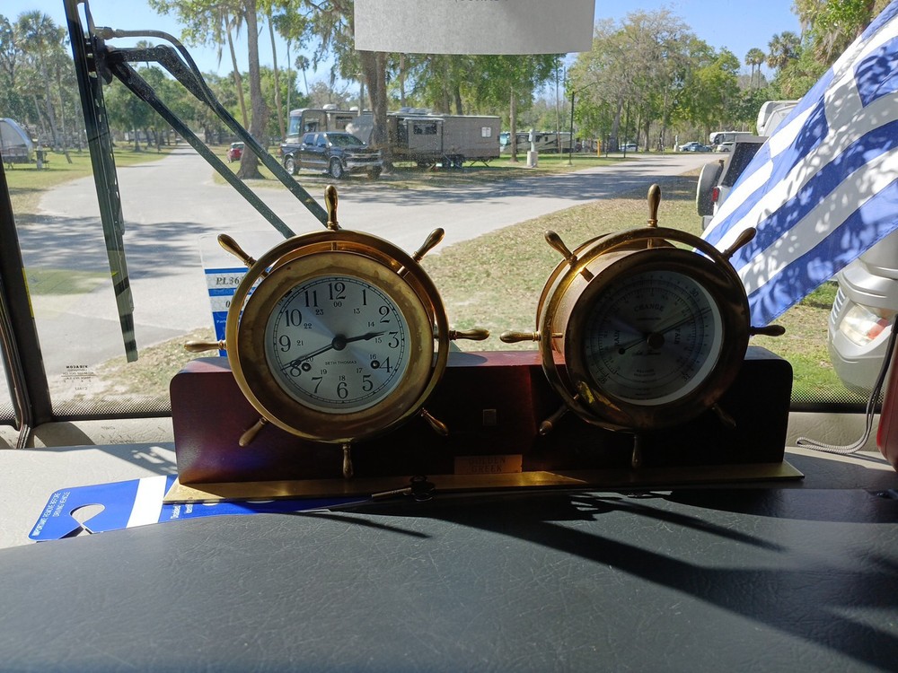 Vintage Seth Thomas Maritime Ships Clock / Barometer Set