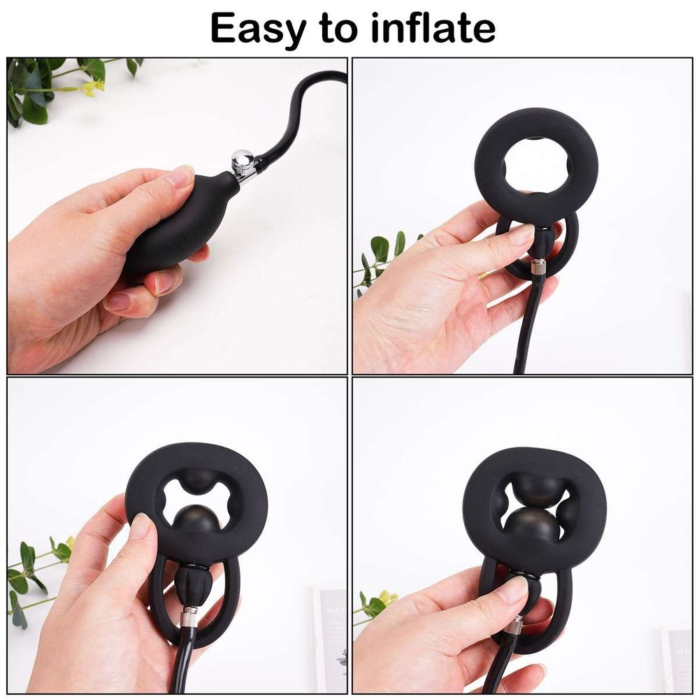 Inflatable Penis Ring Pump Male Enhancer Ejaculation Delay Cock Ring Erection