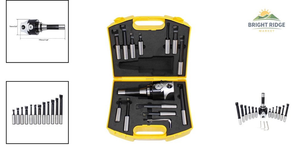 Durable Milling Tool Set with 3" Head and 12 Carbide Bars for Versatile Use