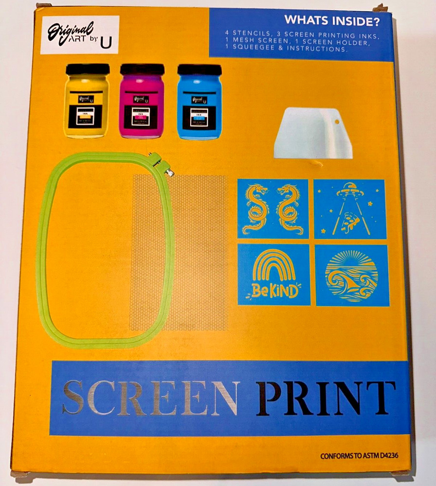 Original Art By U Screen Printing Kit • 4 Stencils • Screen • 3 Inks • Squeegee