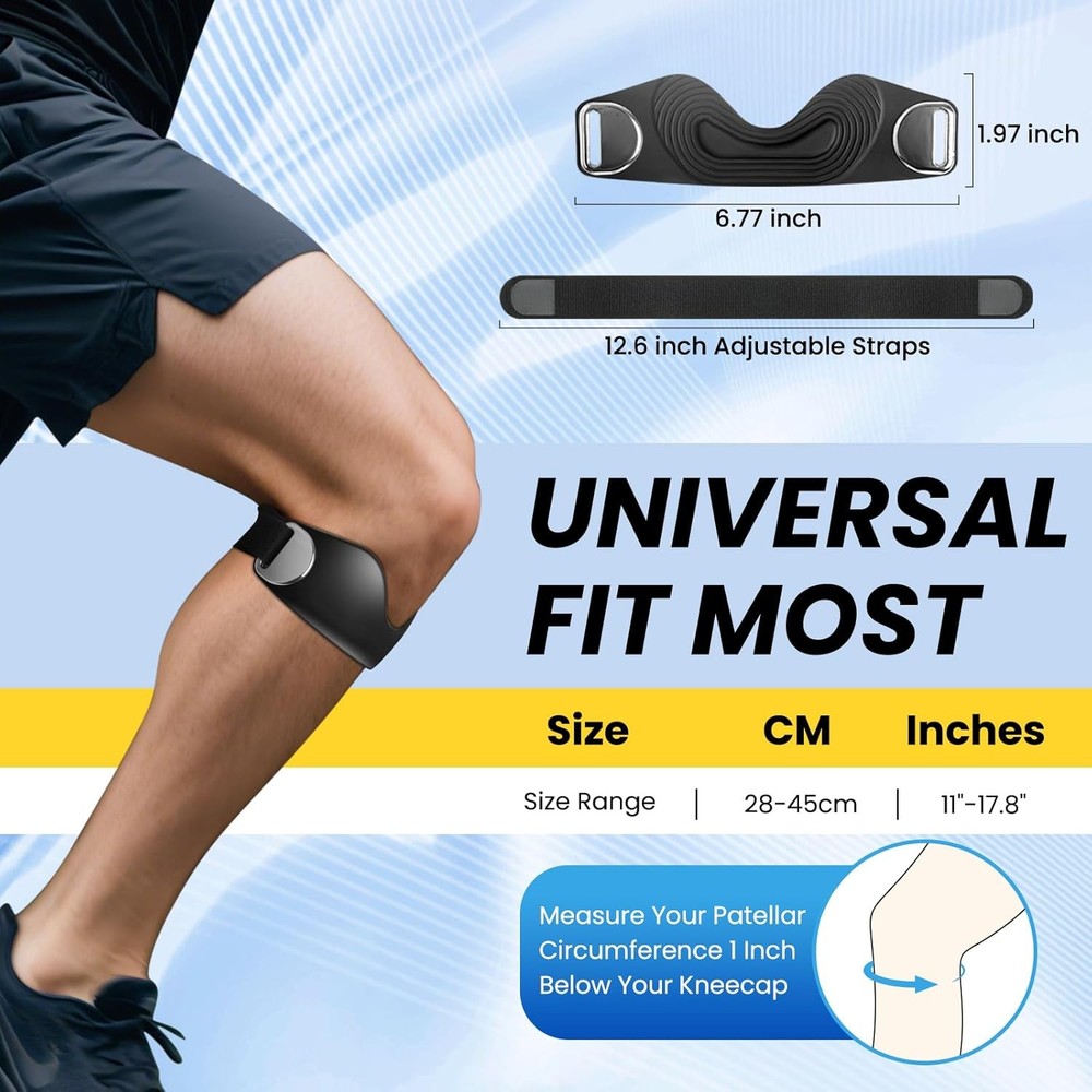 Patellar Tendon Support Strap - 2 Pcs Adjustable Non-Slip Silicone