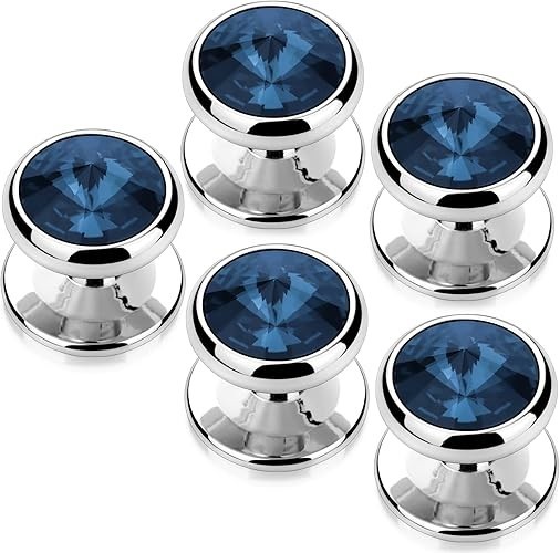 Crystal Shirt Studs for Men's Tuxedo Shirt, Tuxedo Buttons for Dark Blue
