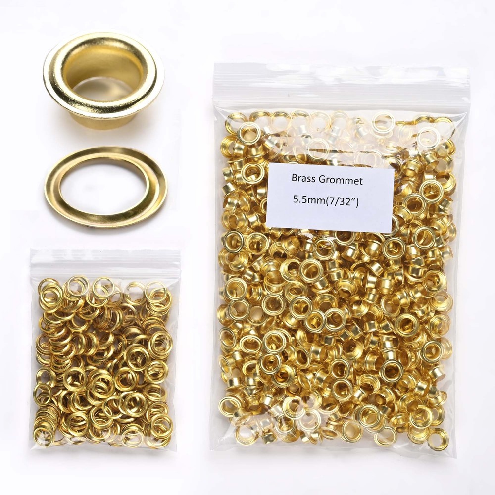 500 pcs Solid Brass Grommet Kit 7/32 inch Size #0 Eyelets Washers