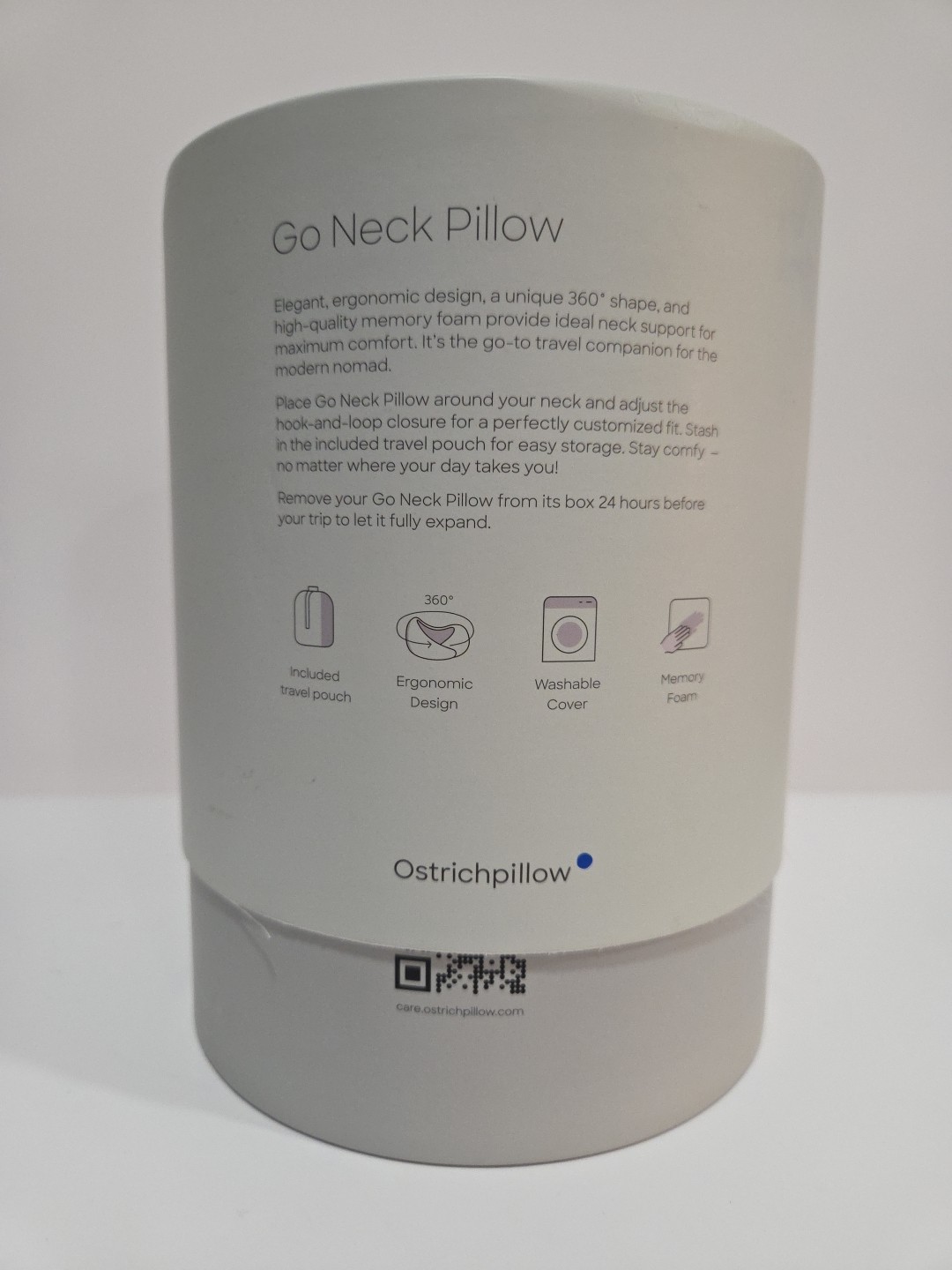 Open Box-OstrichPillow Go Neck Travel Pillow, Memory Foam, Grey/Black