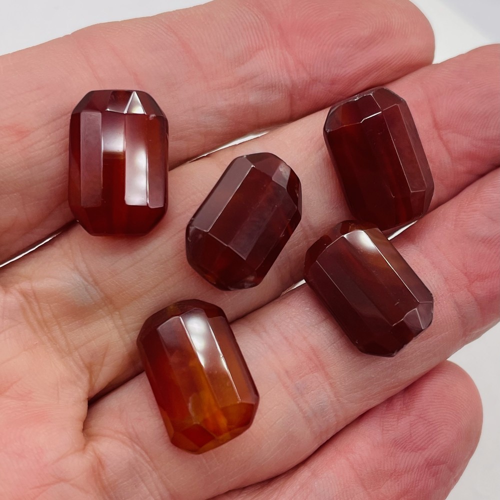 Faceted Carnelian Agate 12x18mm Rectangular Beads | 5 Beads |