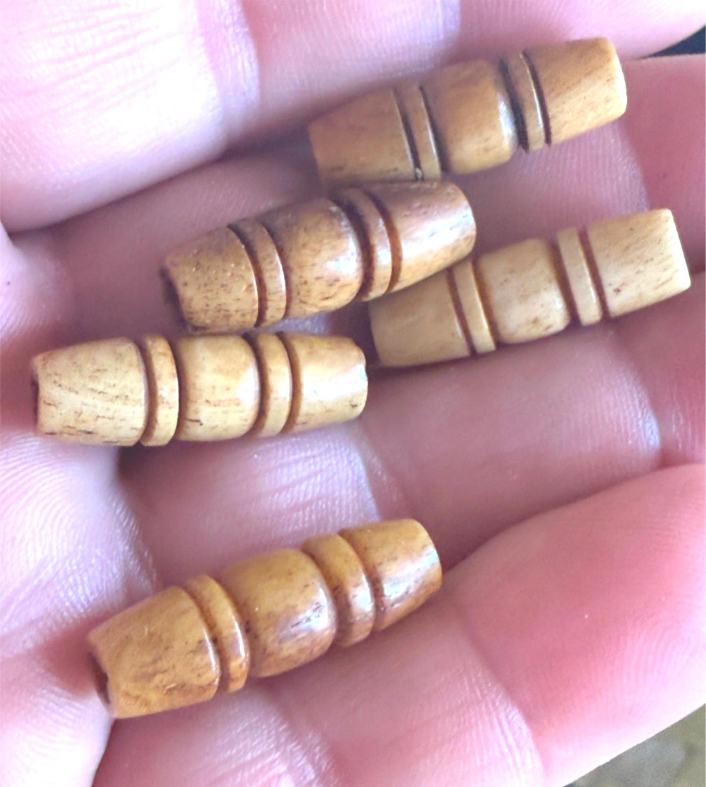 (10) OLD 1" Bone Barrel Beads Sioux Indian Beads Fur Trade 1800's