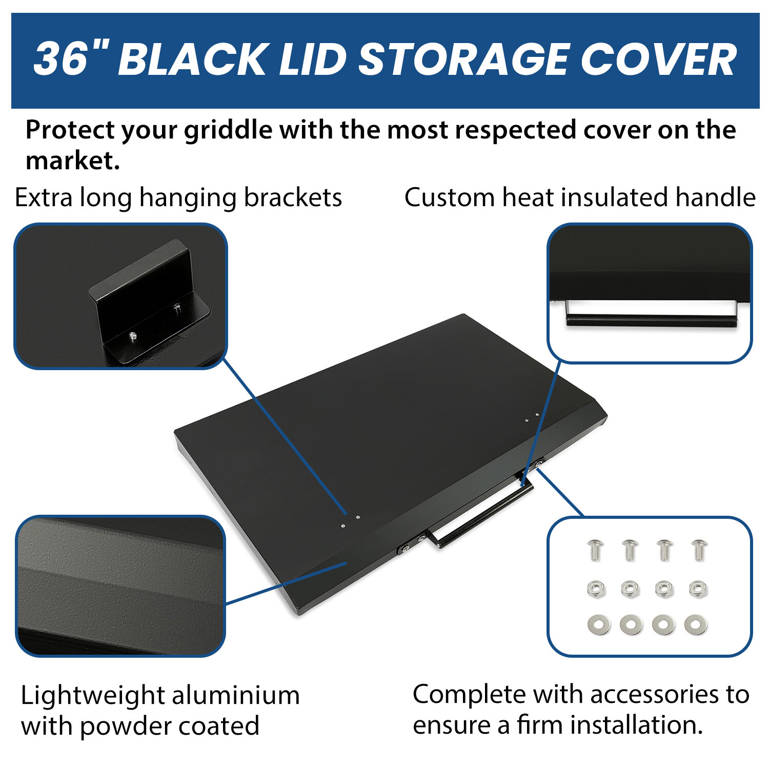 Black Outdoor 36" Griddle Hard Cover Lid Fit For Blackstone Griddle New