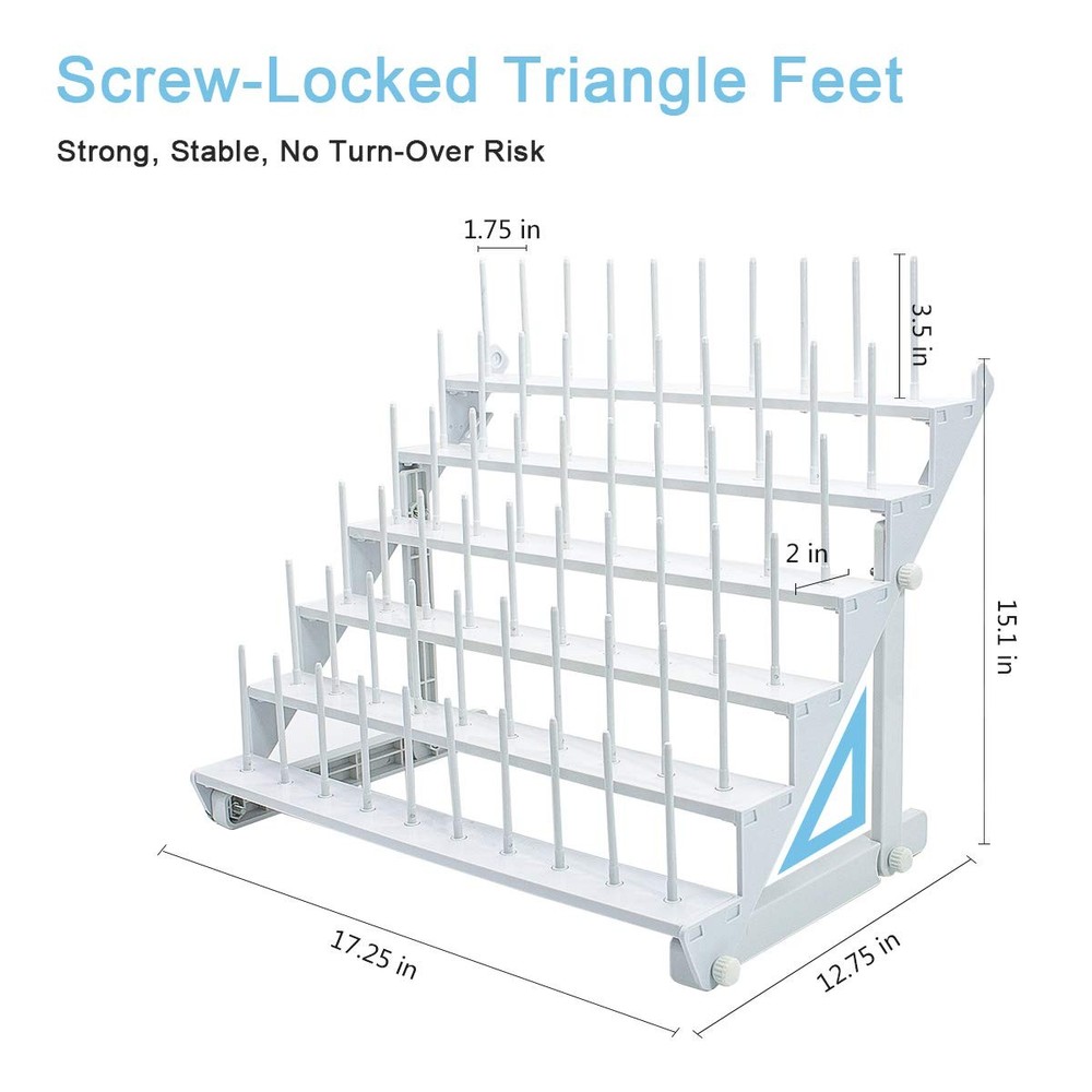 Sew Tech Thread Rack for 60 Spools or 30 Cones, Wall Mounted Large Thread