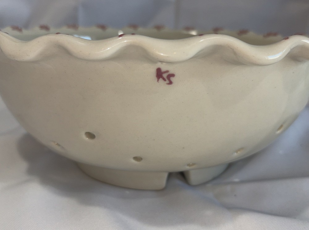 Large Ceramic Decorative Berry/Pasta Colander Hand Made - Initialed *KS