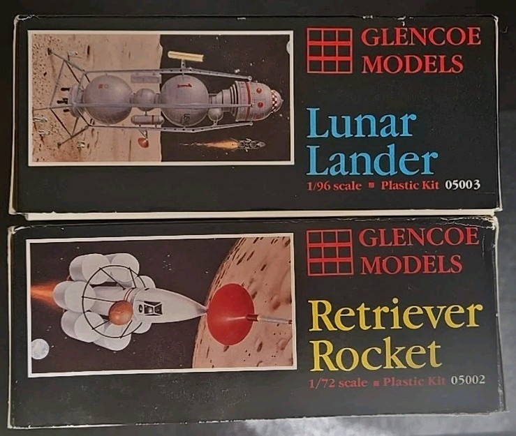 2 Glencoe Retriever Rocket/Lunar Lander 1/72 1/96 Model Kit Bundle- Open Started