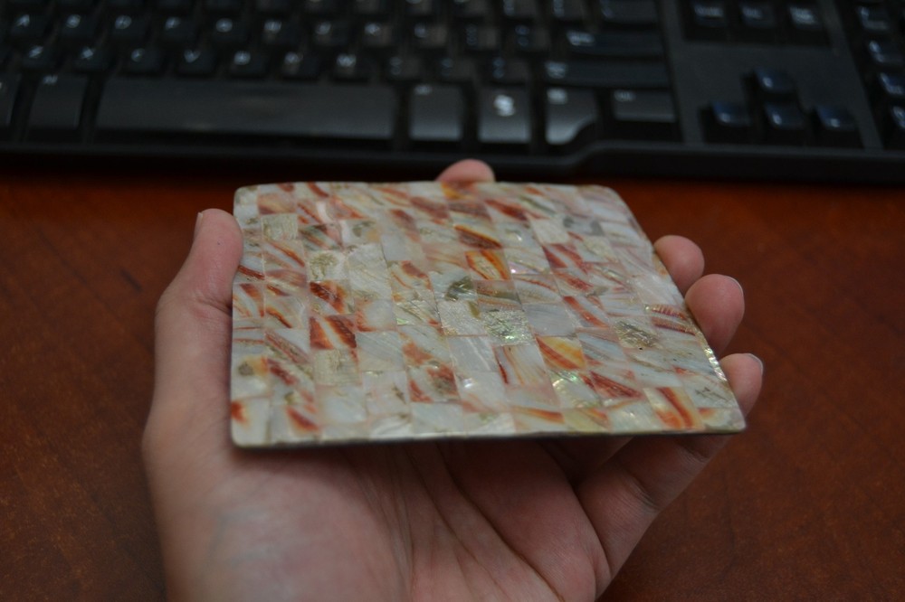 RED ABALONE SHELL BLANK INLAY WHITE BACK STICK ON #T-130C