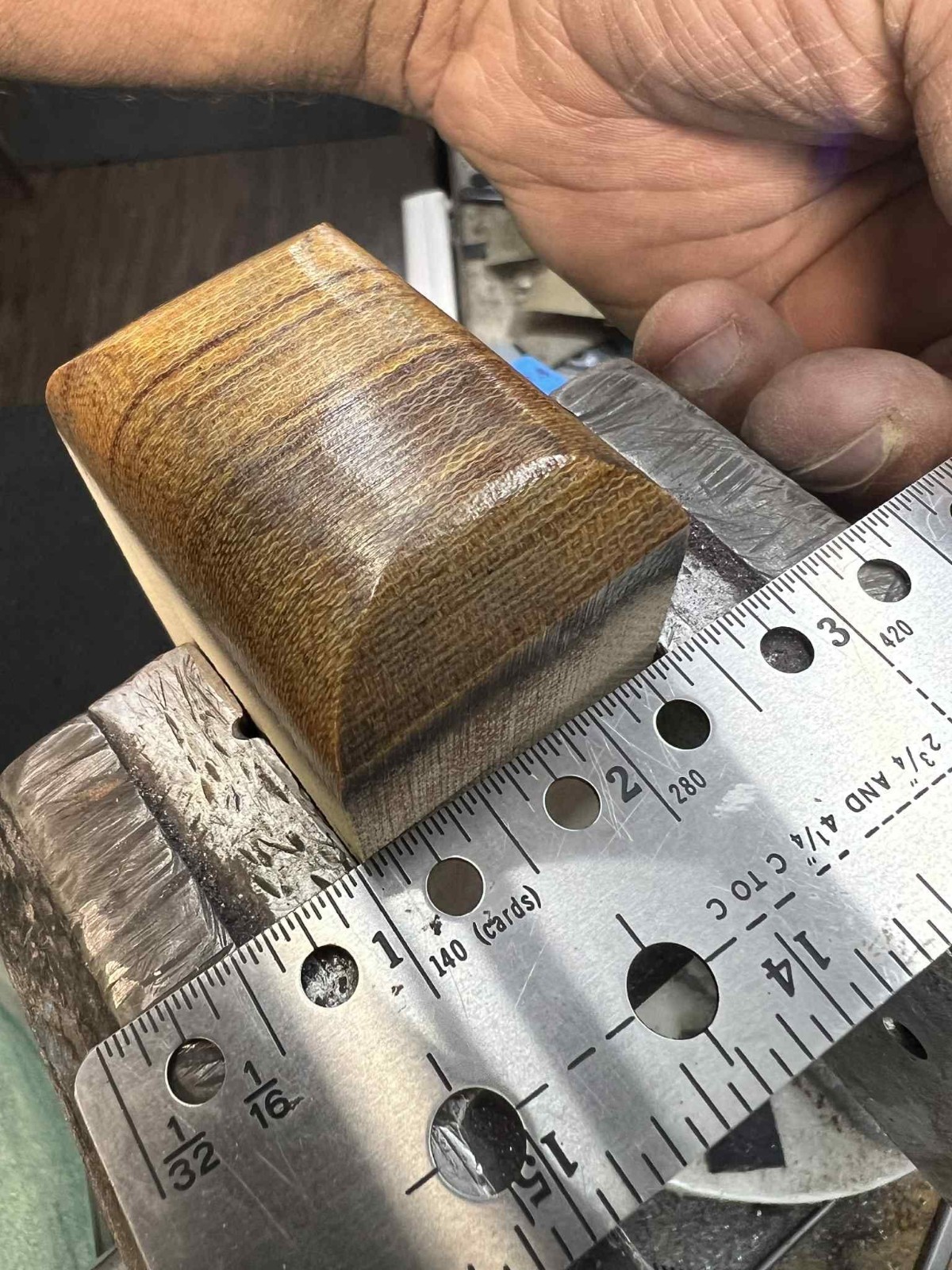 Canvas Micarta Block 2" x 1-3/8" x 11" Tan Color (Knife Handle Material)