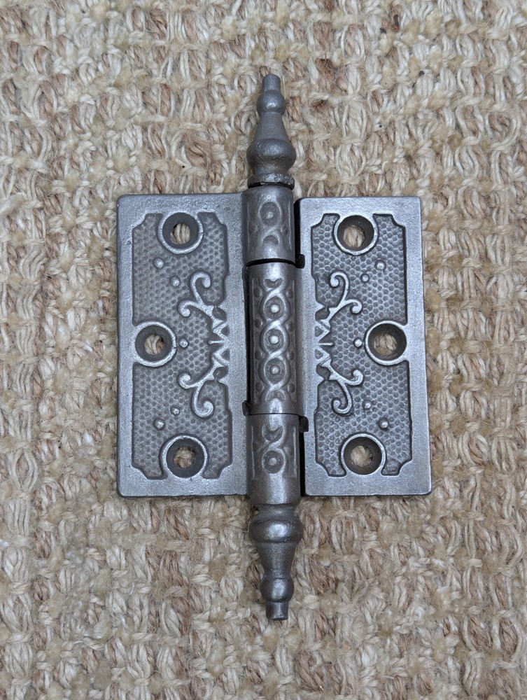 3" x 3" Antique Decorative Cast Iron Steeple Tip Hinge