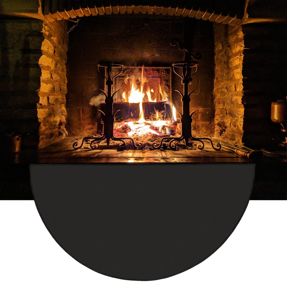 63″x37″ Extra Large Half Round Fireproof 3'1" x 5'3" (Semicircular), Black