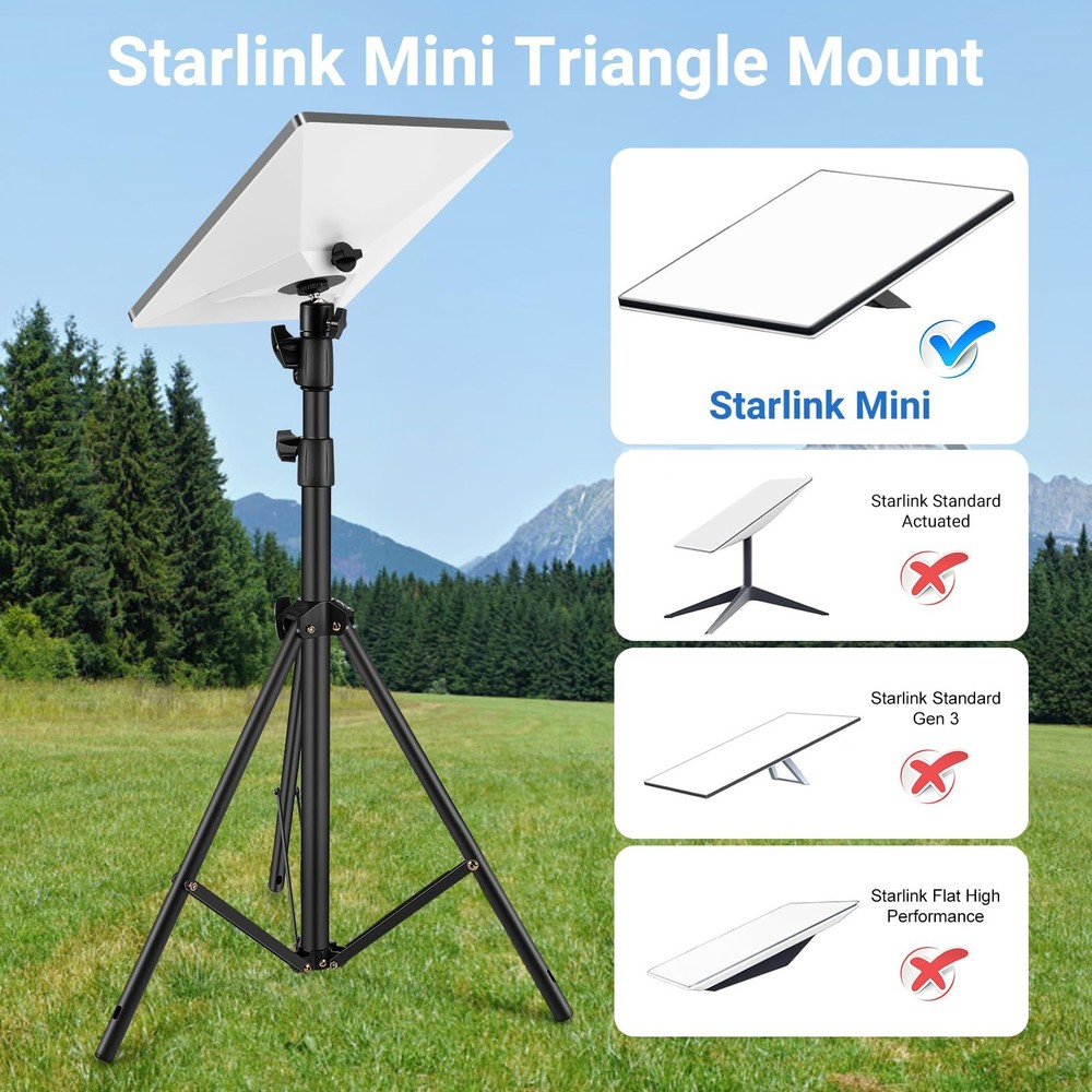 Starlink Mini Tripod & Mounting Kit with 360° Adjustable Gimbal - Black