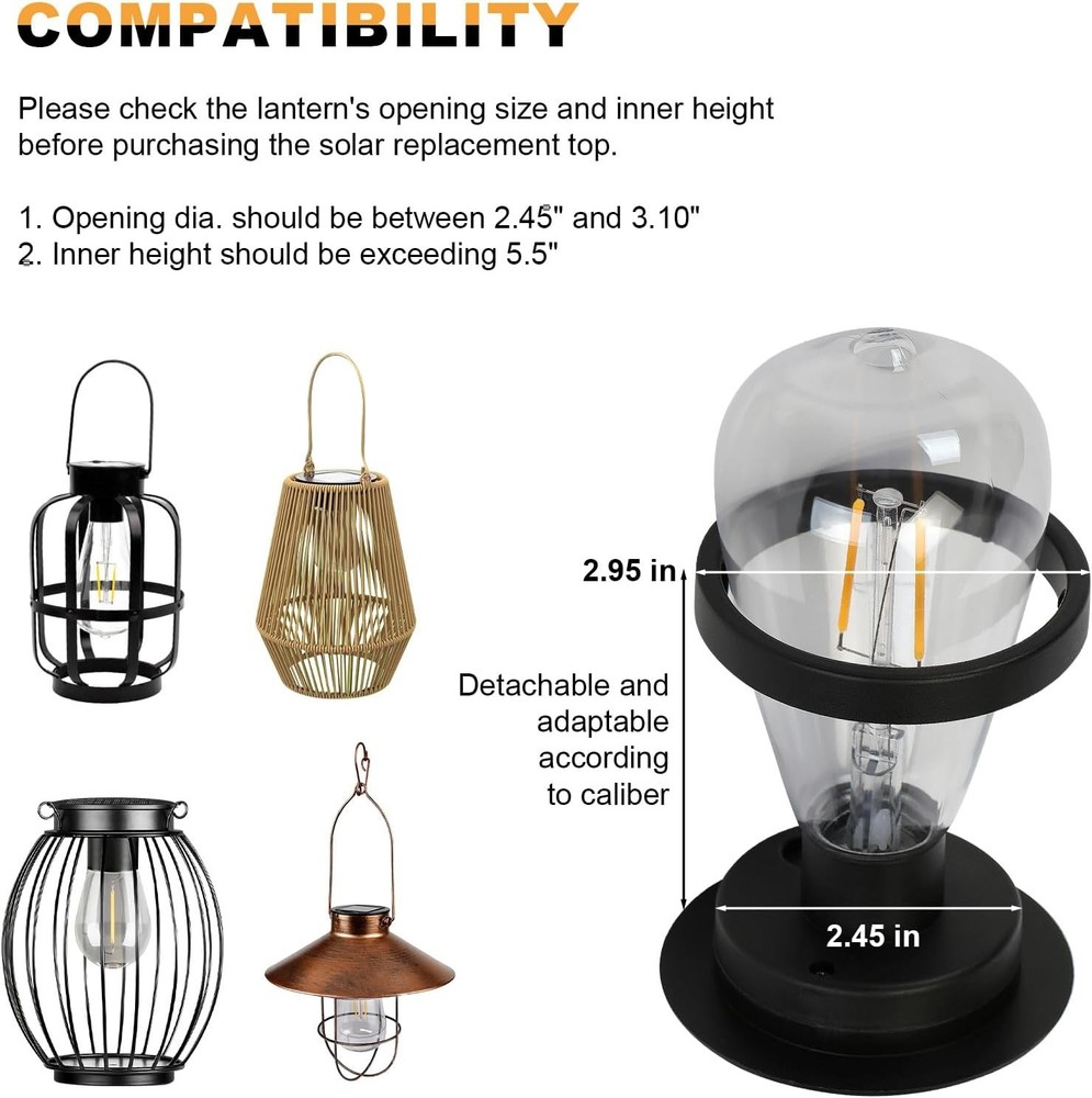 Replacement Solar Light Tops-Solar Bulbs for 2 PACK, Warm White