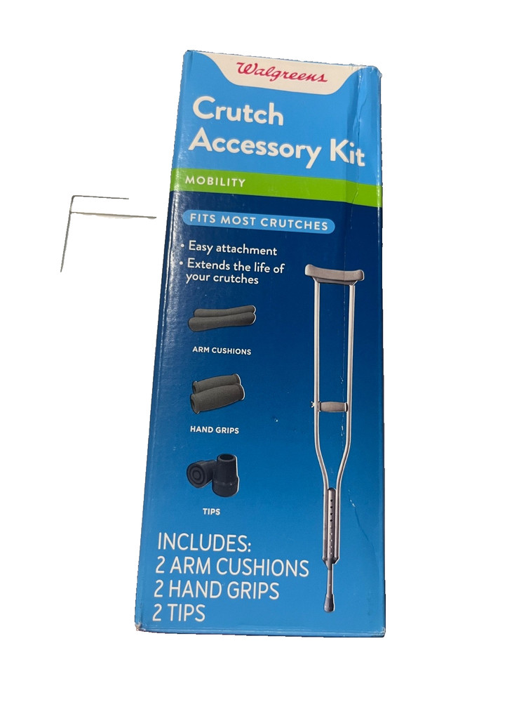 NIB Walgreens Crutch Accessory Kit Mobility Gray Fits Most Crutches
