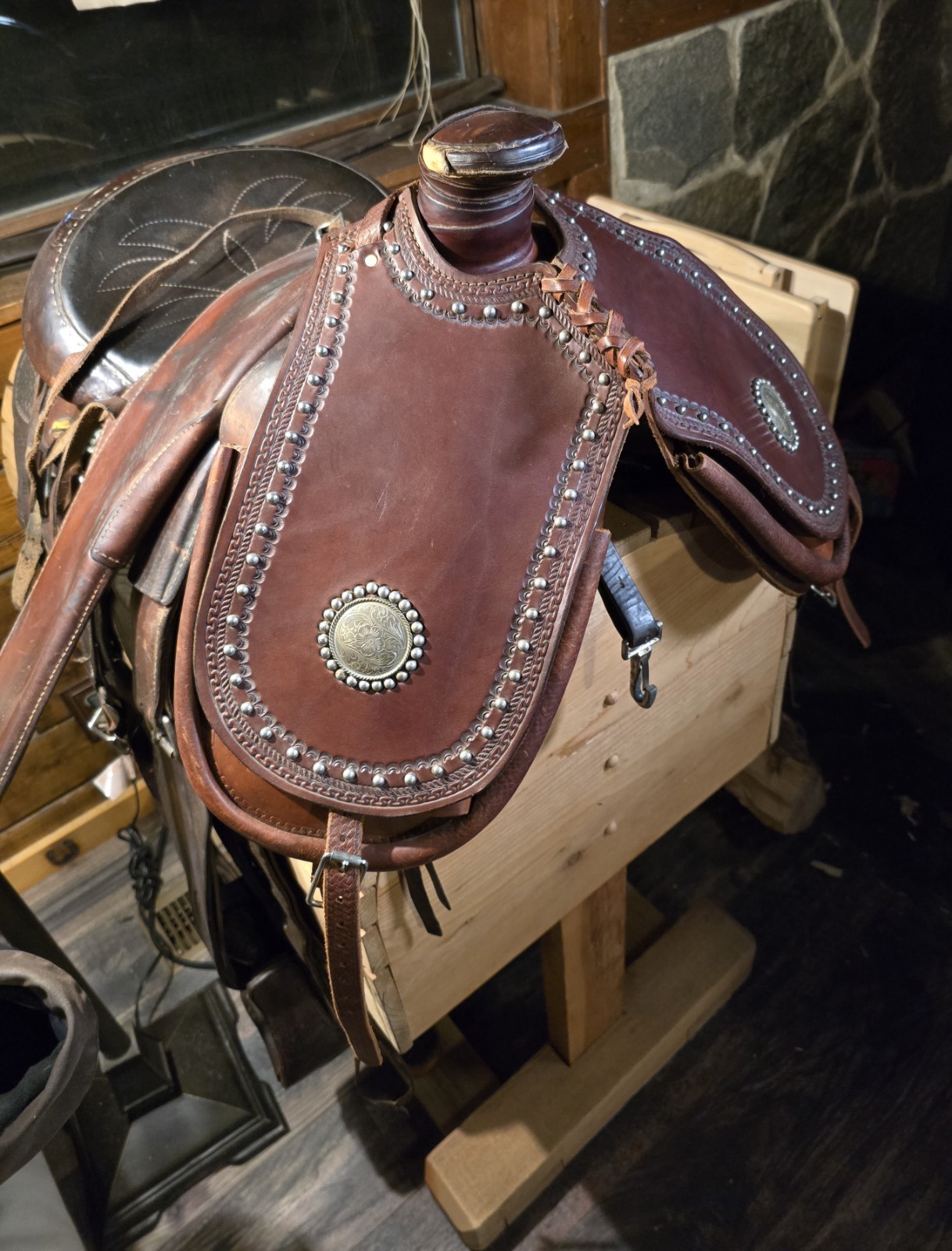 Vintage Cantle Saddle Bags With Sterling Accents Adjustable