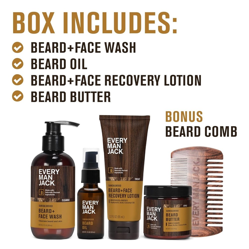 Every Man Jack Beard Essentials Gift Set for Men – Complete Routine with 5