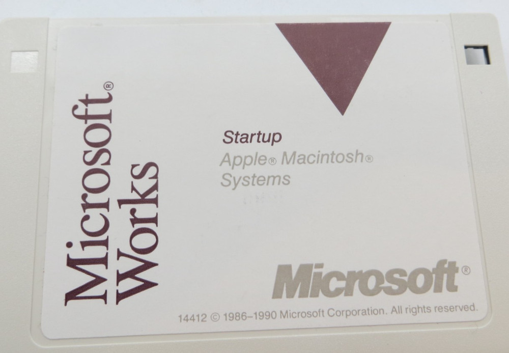 Microsoft Works Version 2.0 3.5" Floppy Disks for Apple Macintosh Computers 1990