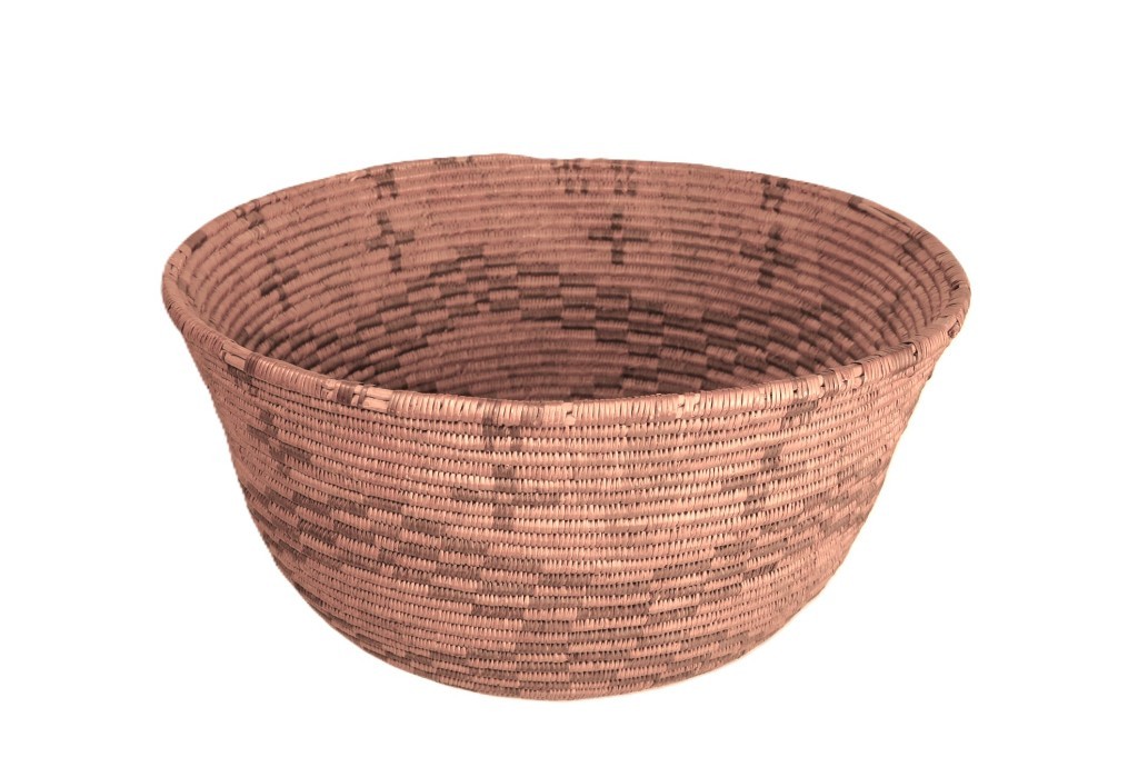 Apache Bowl Basket ca. 1920 6.875" H x 14.375" D Hand Coiled Large Bowl