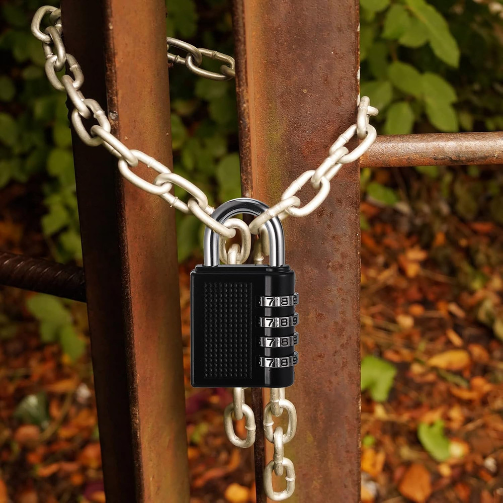 4 Pack Combination Lock, 4 Digit Combination Padlock, Outdoor Waterproof Padlock