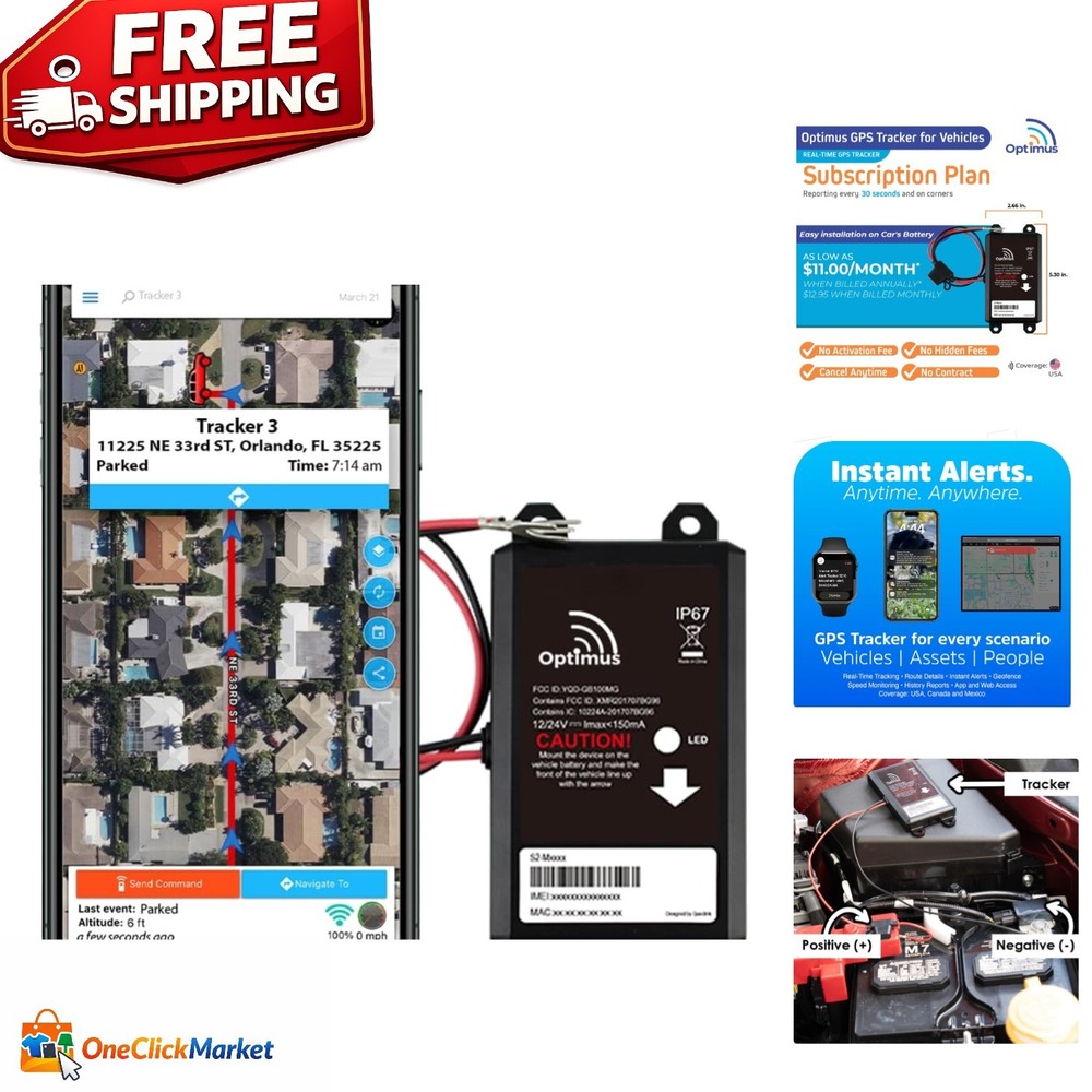 Wired GPS Tracker for Vehicles - Real-Time Updates & Easy Battery Install