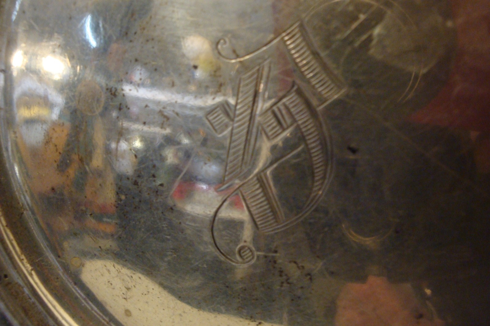 Decorative La Pierre Sterling Silver monogrammed "B"platter 282 grams 9 1/2 dia